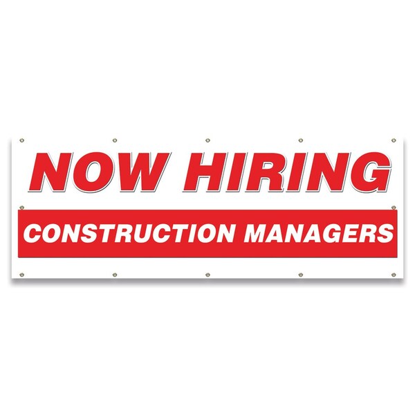Now Hiring Construction Managers Banner Apply Inside Accepting Application Single Sided